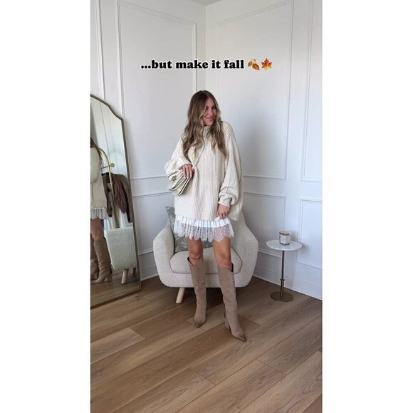 FREE PEOPLE Swim Too Deep Turtleneck Sweater in Tea Size Small - Picture 3 of 16